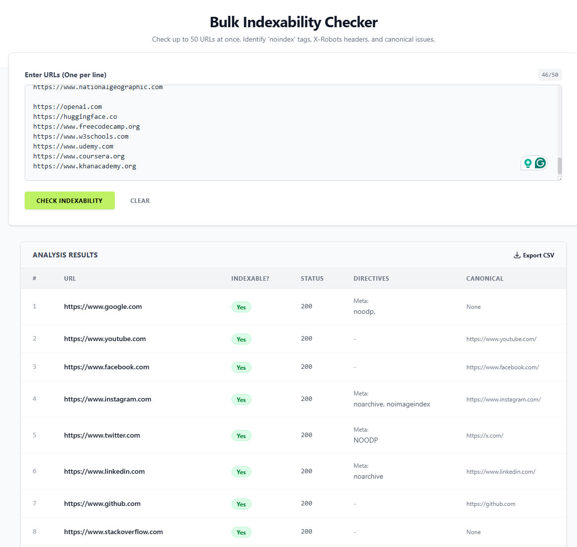 Bulk Indexability